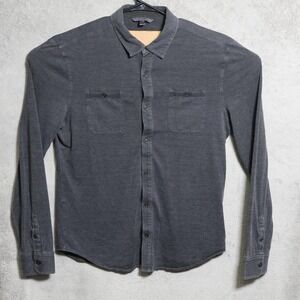 John Varvatos Shirt Mens Medium Gray Long Sleeve 2 Pocket Silk Cotton Stretch